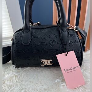 Juicy Couture Black Embossed Barrel Bag with Gold Hardware